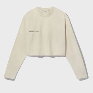 PANGAIA LONG SLEEVE CROP TEE - SMALL - SAND
